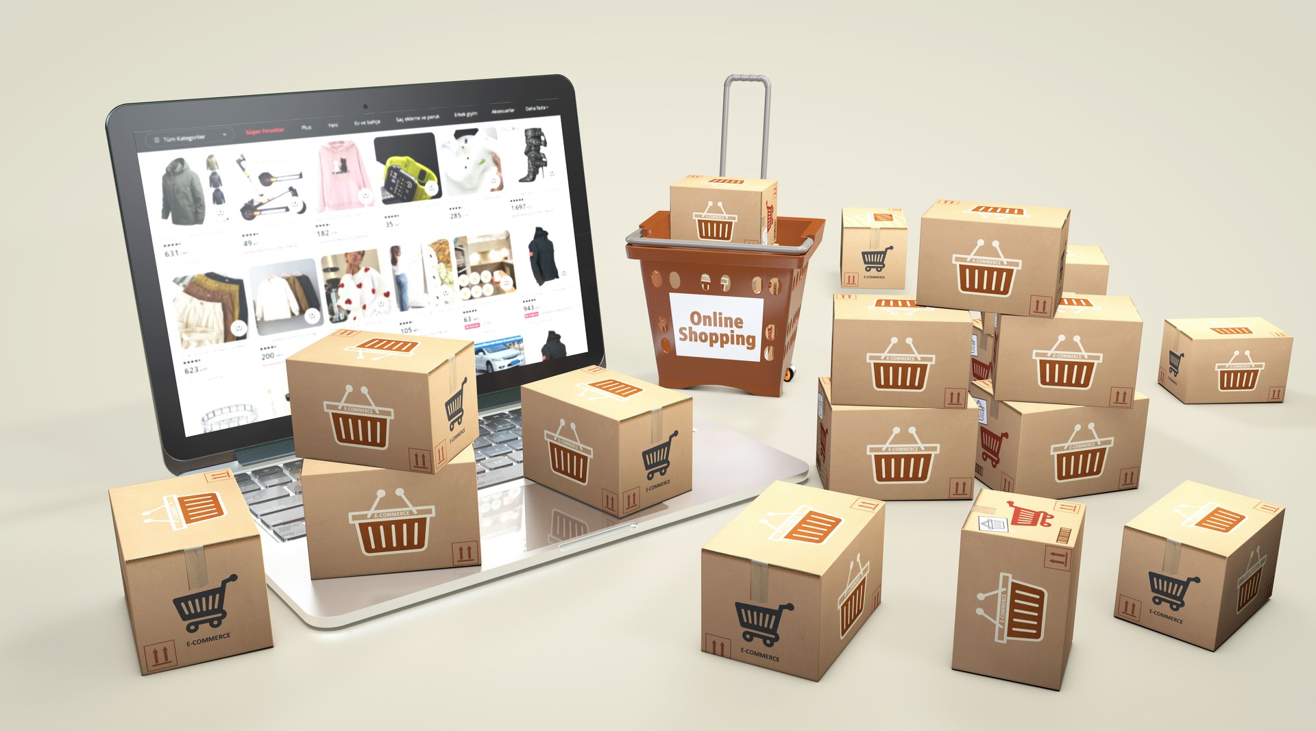 E-Commerce Visual, E-Commerce and Dropshipping 3D Visual Design. (3D Render)